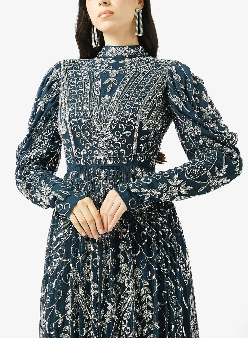 Maryisa  High Neck Sequin Maxi Dress for Women | Best Price UAE